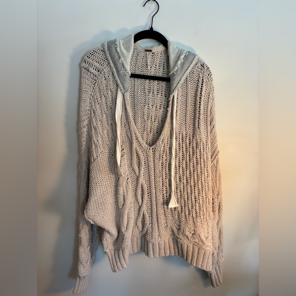 Free People Pullover Knit Sweater with Hood
